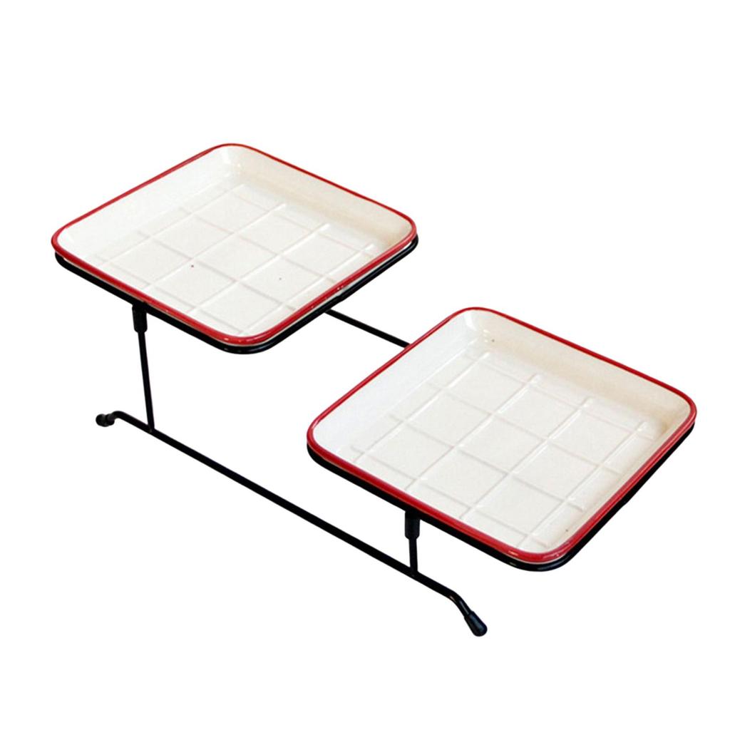 2 Tier Serving Tray Mini Cake Cupcake Stand with Rack for Wedding Buffet Red