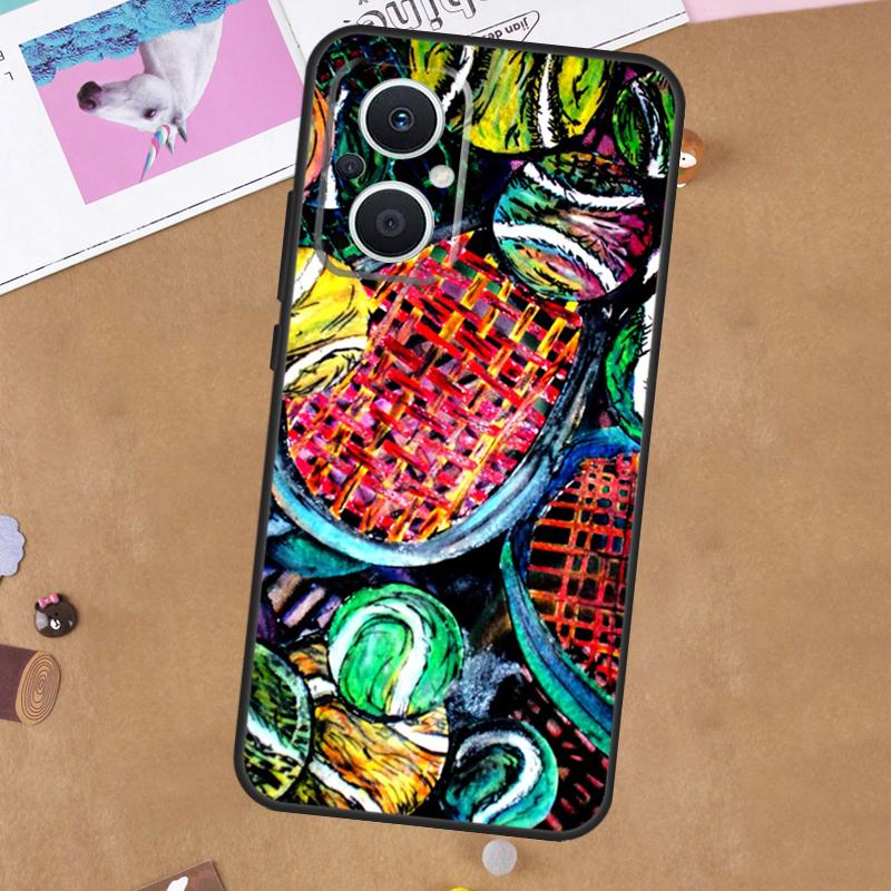 Tennis Racket Tennis Ball For OPPO Reno 11F 12F 13F 14F 10 11 12 13 14 Pro 7 8 Lite 8T OPPO Find X5 X6 X8 X9 Pro Case