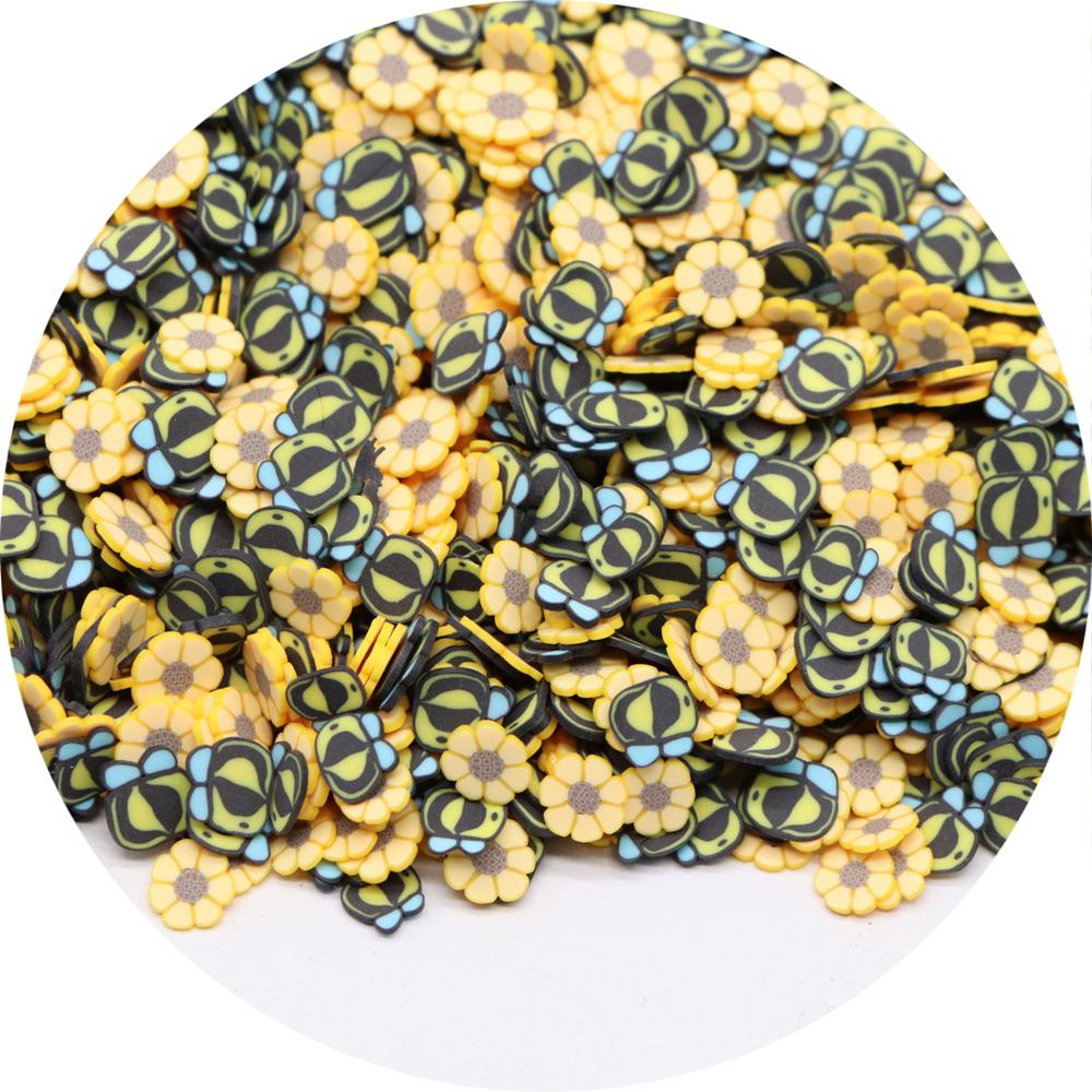Hot Selling Yellow Flower Bee Polymer Clay Slice Sprinkles Hot Soft Clay Confetti for Slime Filling Nail Art DIY Decoration 5mm-500g/bag