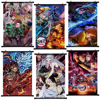 Demon Slayer Poster Kimetsu No Yaiba Nezuko Hanging Painting Wall Scroll Poster Anime Kamado Tanjirou Painting Home Decoration