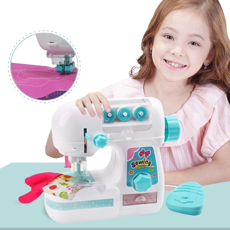 Electric Mini Sewing Machine Kids Toy Mini Furniture Toy Educational Toys DIY Creative Gifts Children Gift Pretend Play Games