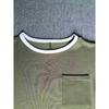 Womens Solid Ribbed Knit Contrast Trim Pocket Short Sleeve T Shirt