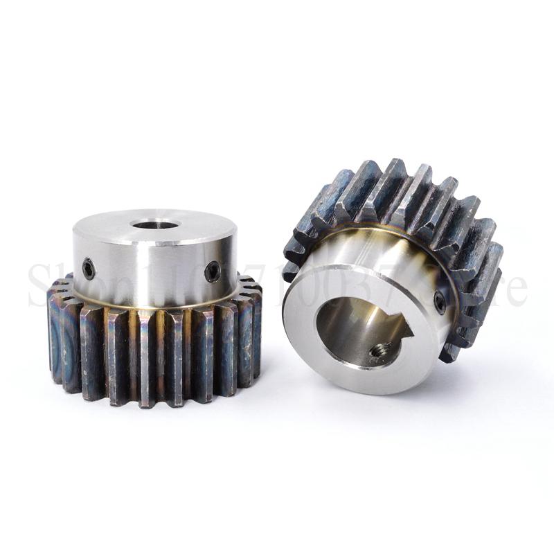 1 PZ 2M 12T-24T Pignone Cilindrico Foro 8/10/12/14/15/16/17/18/19/20/22/24mm Acciaio al Carbonio Pignone Motore con Gradino