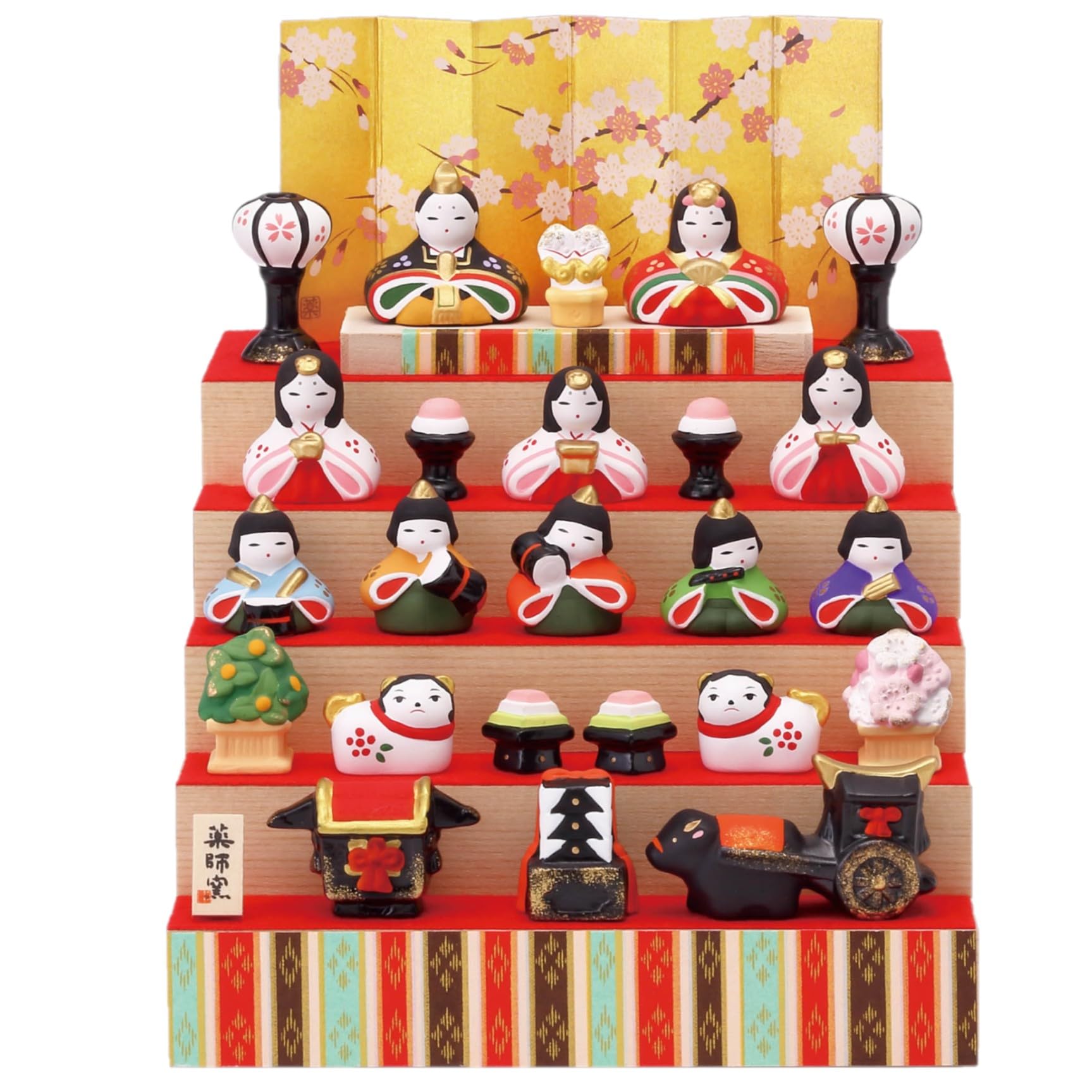 

Yakushigama [Girls Festival Hina Dolls] Brocade Flower Decoration Hina Dolls (Five-tiered display)