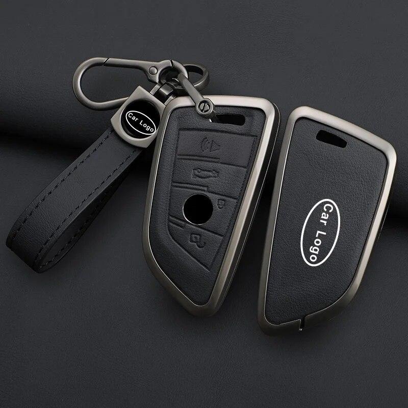 Zinc Alloy Leather Car Key Case for BMW X1 X3 X5 X6 X7 F20 F15 F16 F48 G20 G30 G01 G02 G05 G11 G32 1 3 7 Series Accessories
