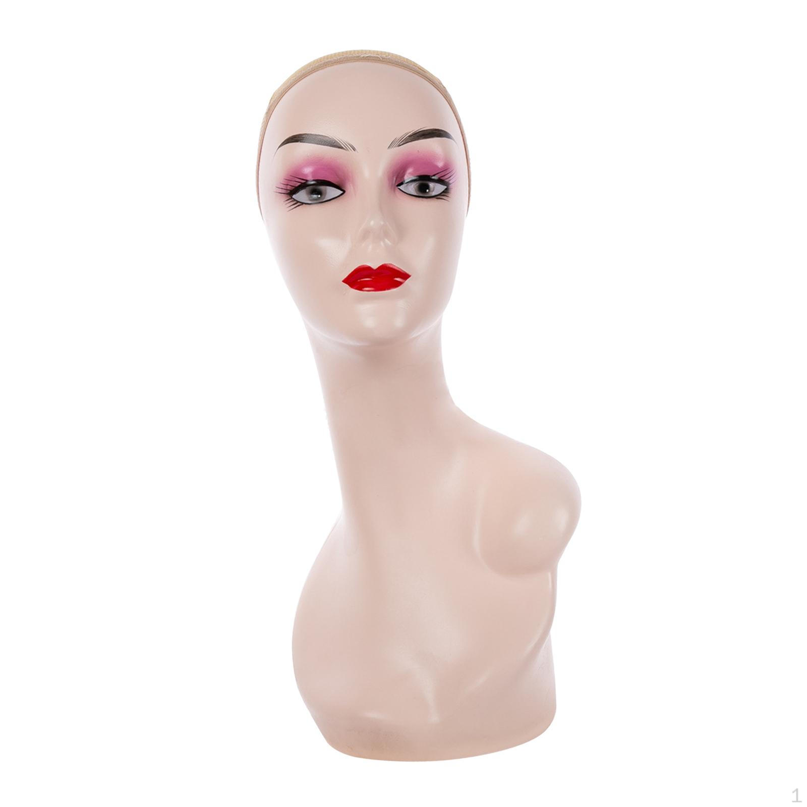 

Elegant Female Mannequin Head Wig Display Stand for Stylish Hairpieces Pink with Shoulder