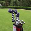 Craftsman Golf Utility Single Number Knit Hybrid Club Cover, #H (2, 3, 4, 5, 6, UT) Pom-Pom Headcover, Navy/White