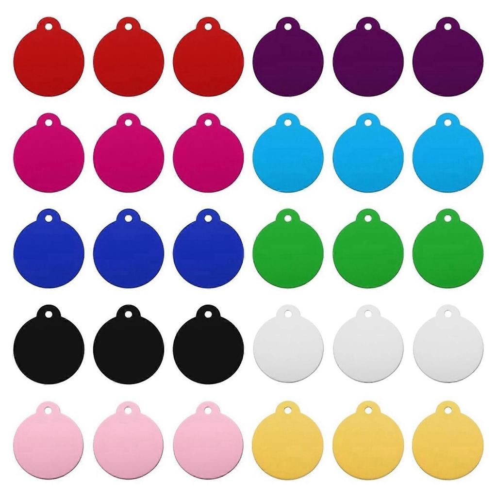 90PCS Round Laser Engraving Blanks Tags, Stamping Blank Tags, Dog ID Tag, 10 Color DIY Metal Tags for Pet, Craft Tags