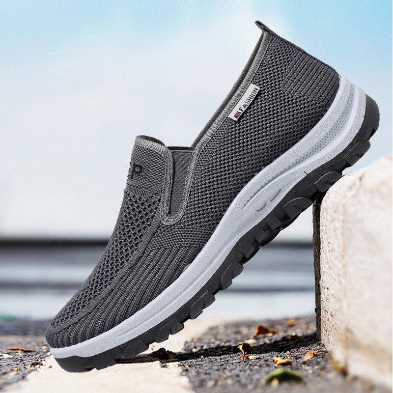 Men's Shoes Spring New Fly-woven Breathable Casual Soft-soled Men's Lazy Shoes Platform-soled Dad Shoes Mesh Breathable