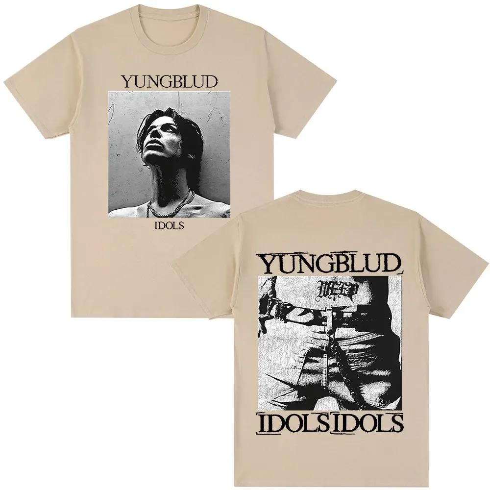 Singer Yungblud Idols Album Tour T Shirt Unisexs Wounisex Clothing Hip Hop Short Sleeve Tshirts Oversized Casual Cotton Tshirt Blac