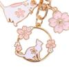 Ornaments Headset Pendant Key Accessories Bag Pendants Pink Sakura Rabbit Cat Keychain Key Rings