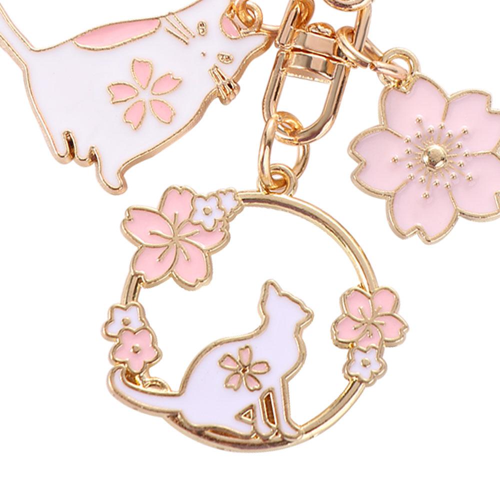 Ornaments Headset Pendant Key Accessories Bag Pendants Pink Sakura Rabbit Cat Keychain Key Rings