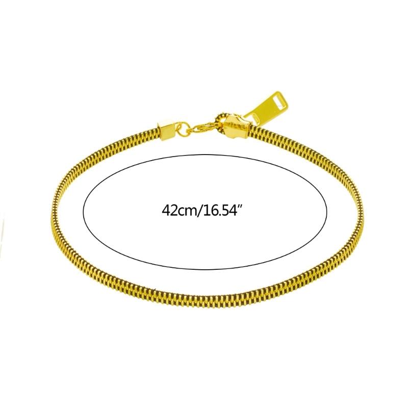 Punk Gold Color Alloy Metal Zipper Choker Necklace for Women Trend Thick Clavicle Chain Collar Vintage Necklaces