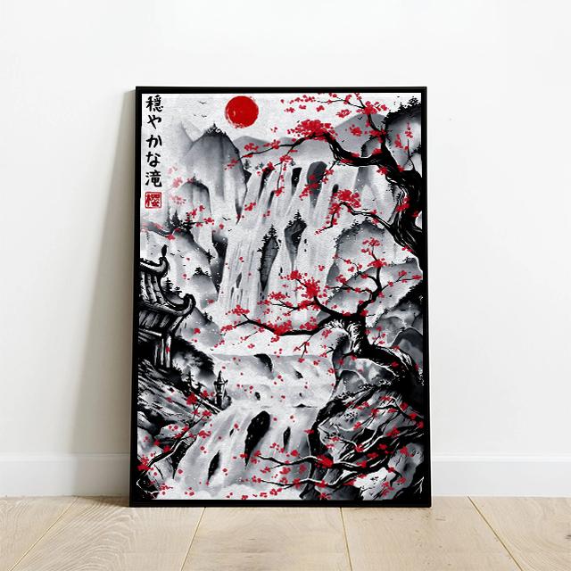 Japanese Ink Wash Painting, Torii, Crane, Samurai Geisha, Koi Carp, Art Canvas Prints, Wall Art, Home Decor Mural