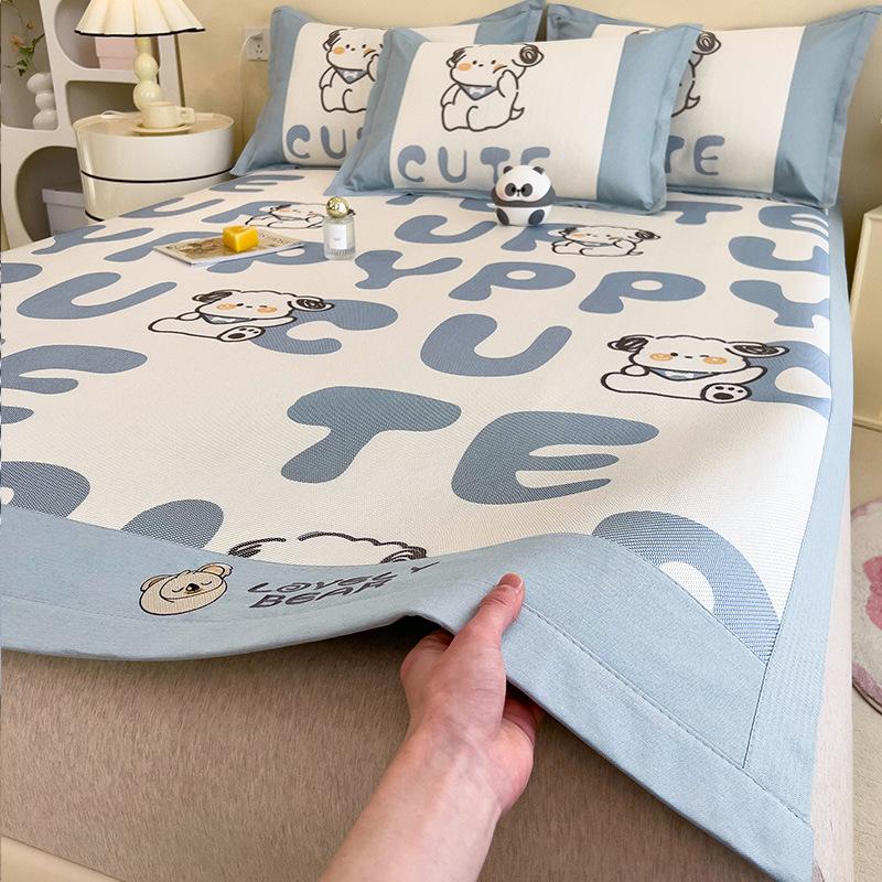 3KS Podložka z ledového hedvábí Letní ratanová podložka Letní podložka na postel Prostěradla Skládací ledové hedvábí Manželská postel Klimatizační podložka