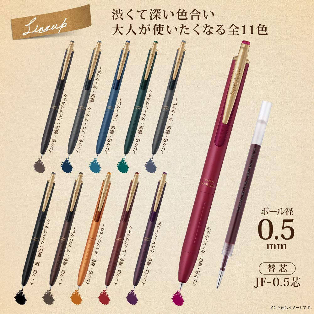 Zebra Sarasa Grand Gel Ballpoint Vintage Bordeaux Pen, 0.5mm, Color, Purple, P-JJ56-VBP