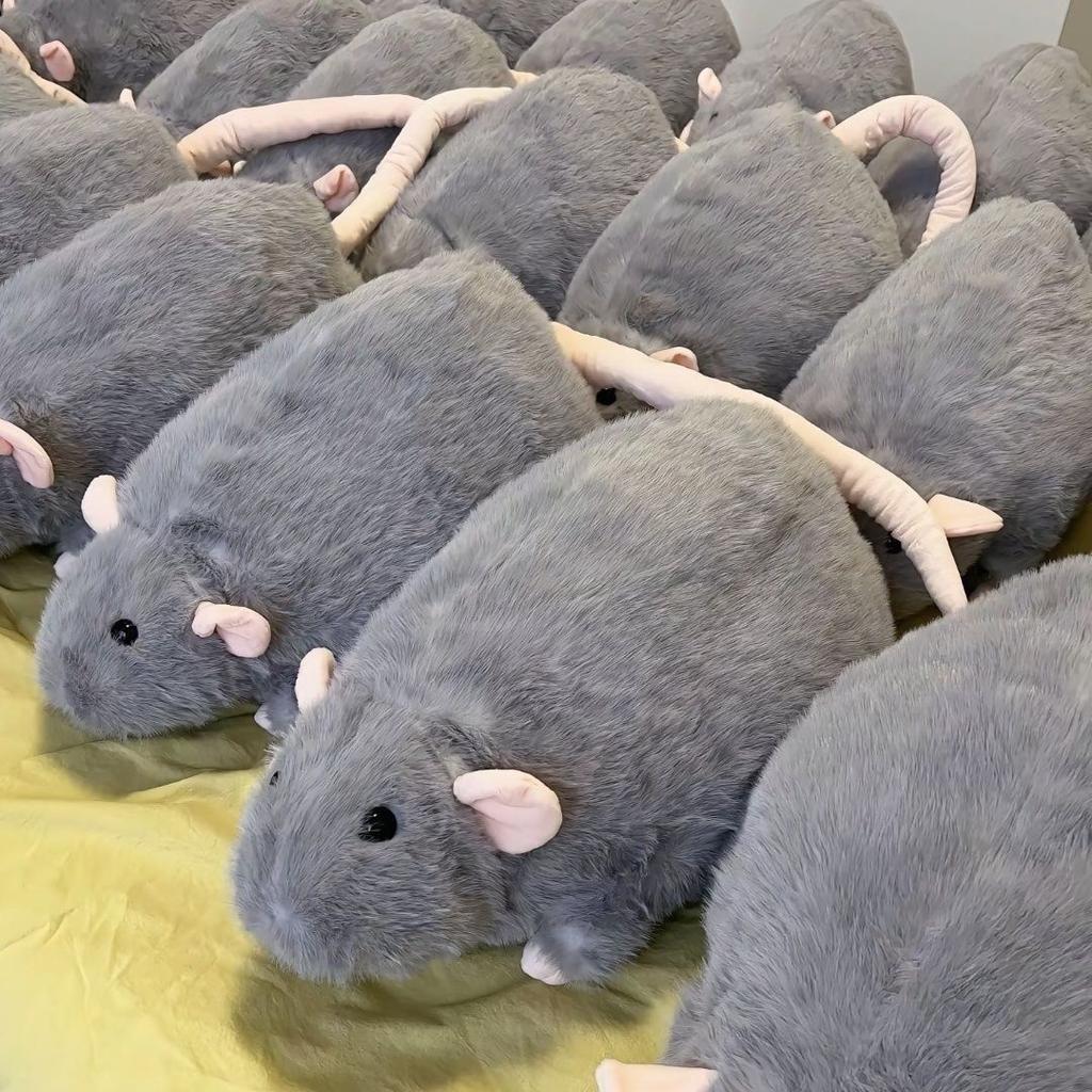 Simulation of Big Mouse Plush Doll Blue Gray Squid Mouse Doll Big Mouse Sofa Pillow Cushion