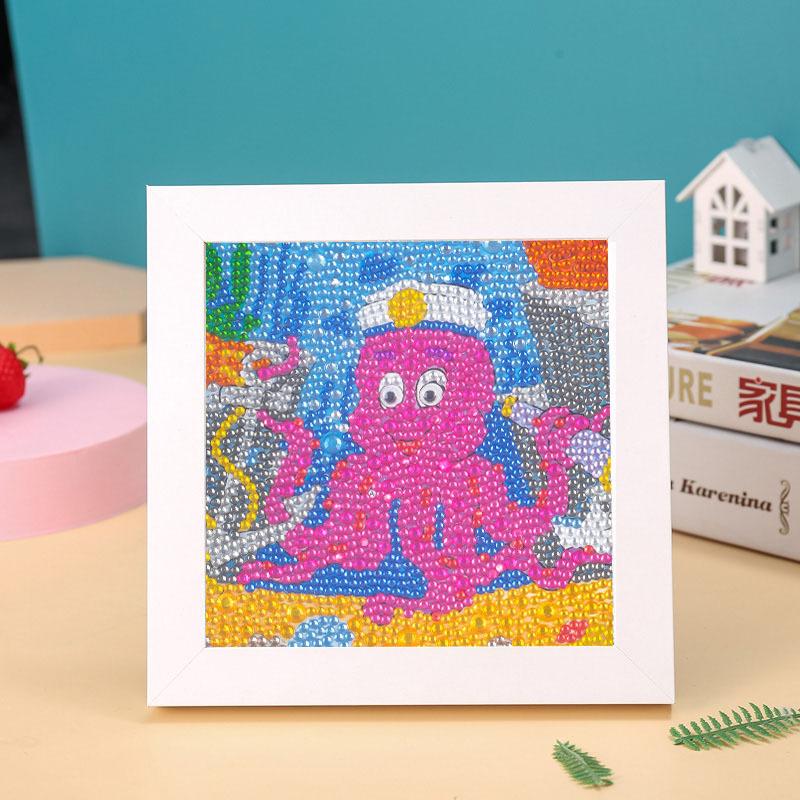 New Diy Diamond Painting Solid Wood Photo Frame Boxed Diamond Sticker Owl Cartoon Hand-Pasted Diamond Painting