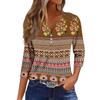 Women's Fashion Casual Seven Split Sleeve Burst Vintage Floral Print Pullover Top