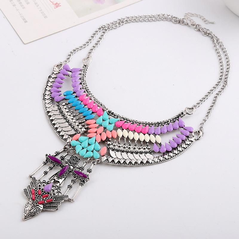 

Bohemian Geometric Retro Necklace With Alloy Finish For Unisex Travel Gift Color
