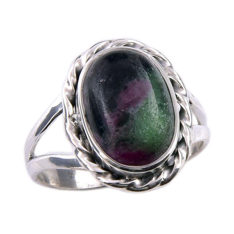 Ruby In Zoisite Handmade Lab-Created 925 Sterling Silver Jewelry Ring S.6 Y0I12