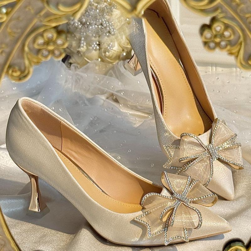 Woman Pumps Pointed Toe Casual High Heels Off White Summer 2025 Spring Slip On Korean Style Sale Non Shoes for Women