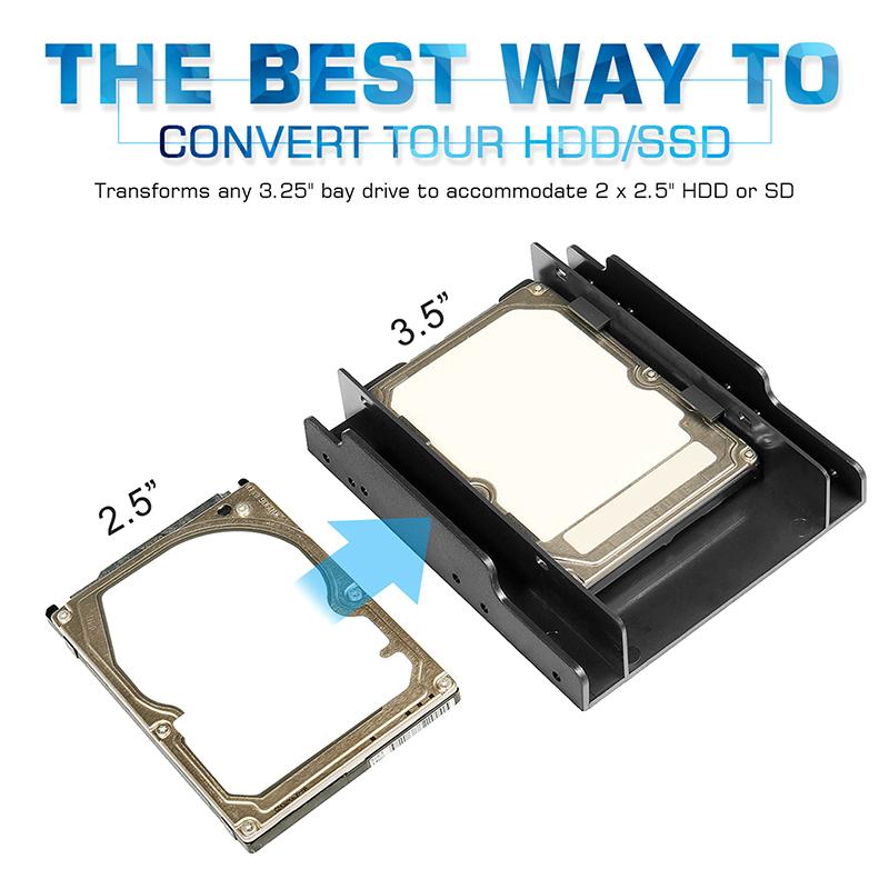1 Sett Harddisk Intern Adapter Monteringssett Brakett Dobbel Stasjonær SSD Monteringsbrakett 2.5 Til 3.5 Tommers Harddiskbrakett