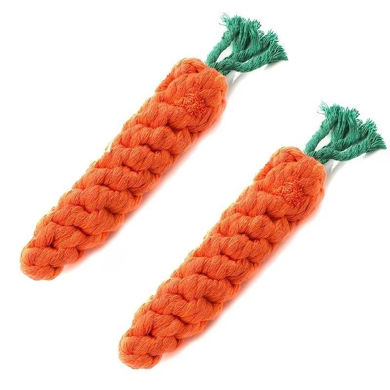 Dog Teething Resistant Cotton Rope Toy Pet Knot Toy for Dog and Cat Carrot Shape Chew Toys for Indoor Dog Relieve Boredom New