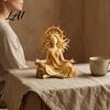 Rustic Interior Decorations Meditating Sun Goddess Resin Statue Yoga Spiritual Figurine Boho Zen Home Office Decor Style Desktop Ornament