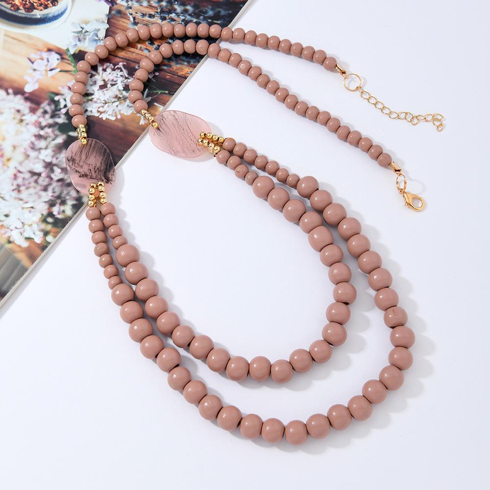 Bohemian Wooden Bead Shell Necklace With Handcrafted Chain For Summer Travel Accessories Women
