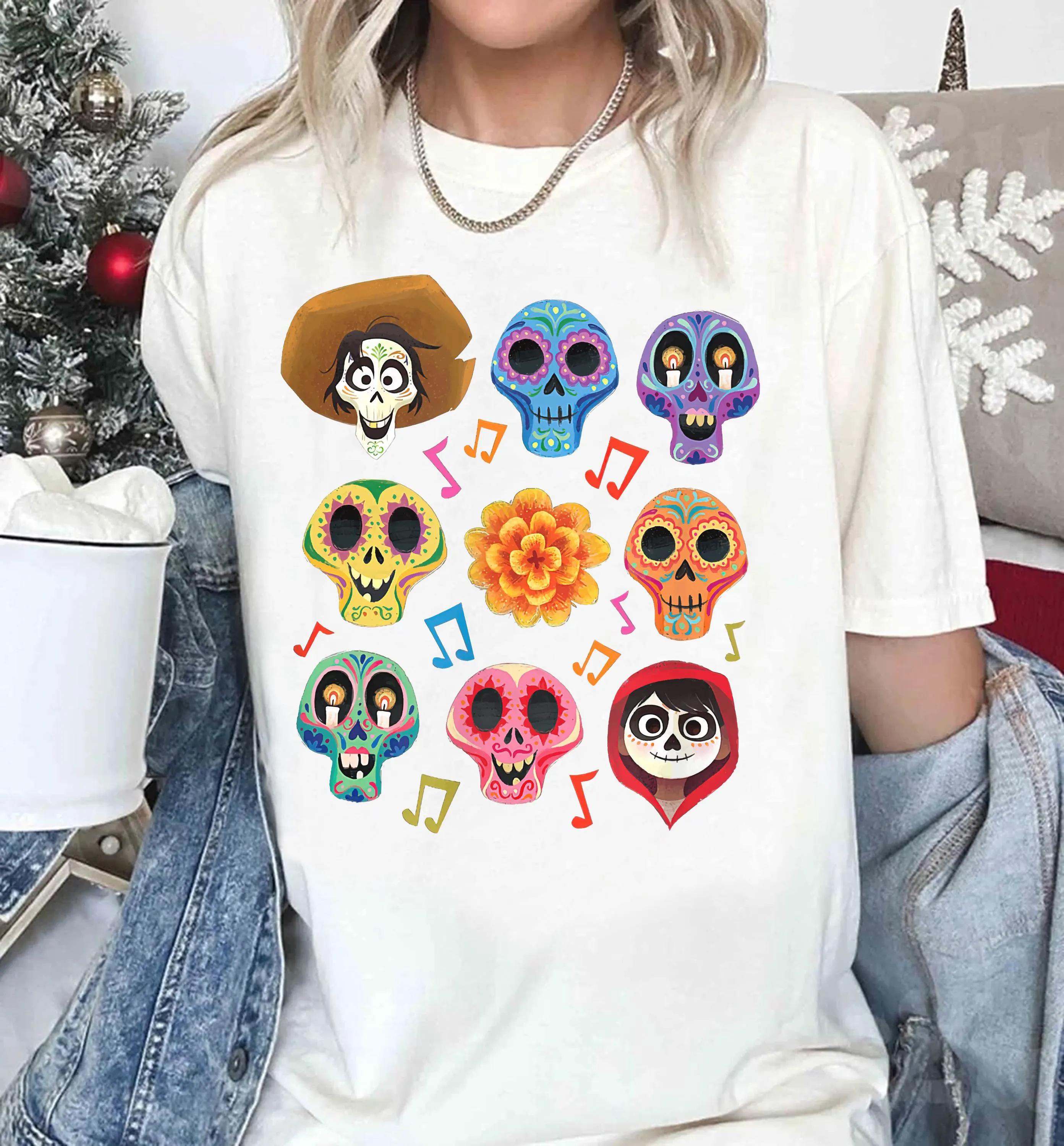 Coco Character Grid Sugar Skulls Tshirt   Coco Halloween Matching Shirt    Women Unisex Coco Shirt S