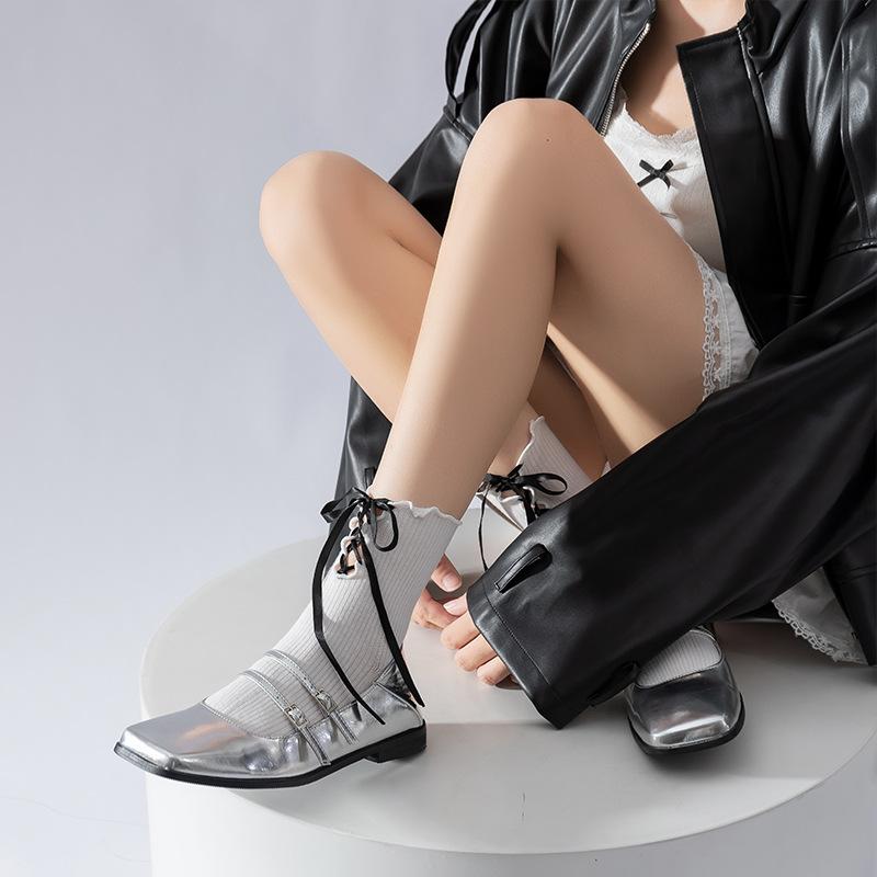 Girls' Spring and Autumn Ballet-style Lace Lace-tied Mid-calf Lolita Sweet Bow Girls' Short Socks