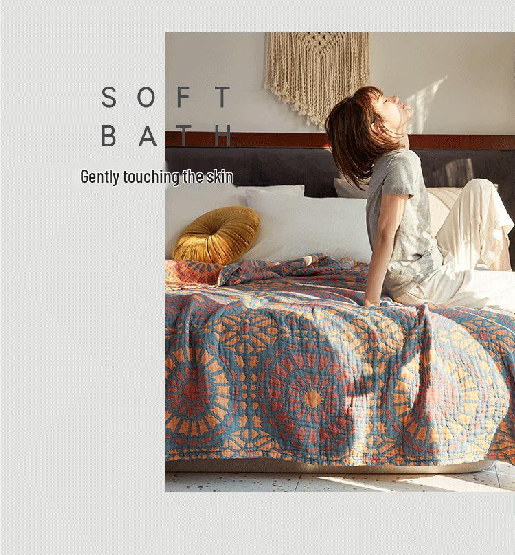 Pure Cotton Gauze Blanket - Four-Layer Single/Double Nap Blanket, Summer Air Conditioning Quilt