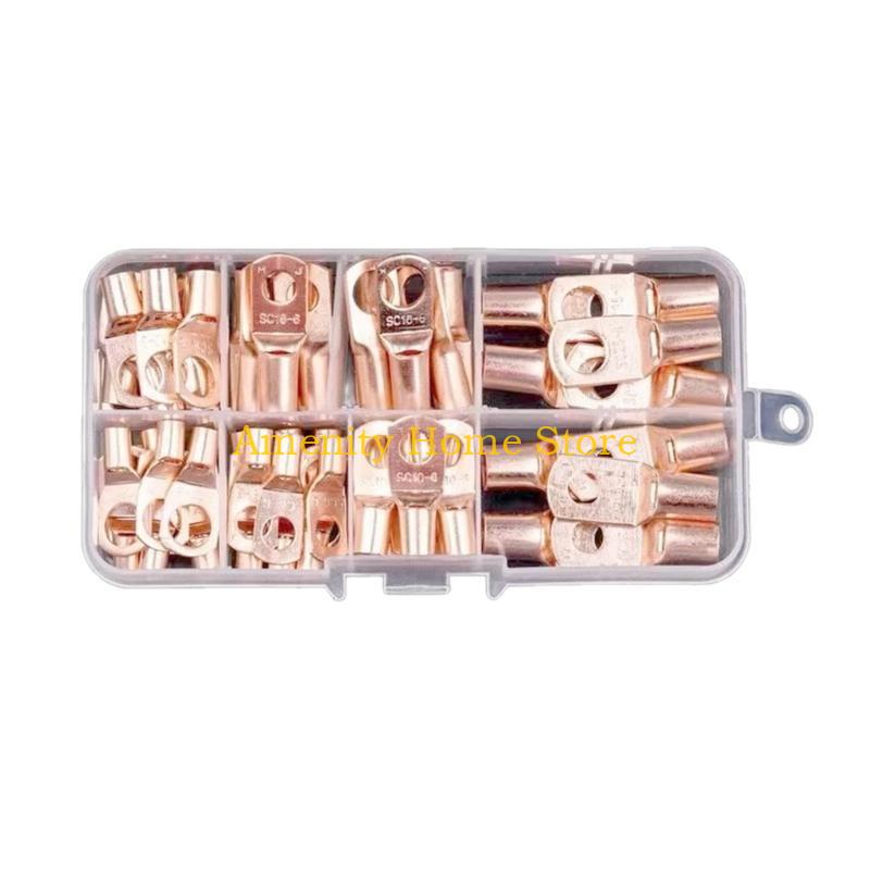 F26C 60Pcs Copper Lugs Rings Crimps Terminals Eyelets Rings Terminals Connectors