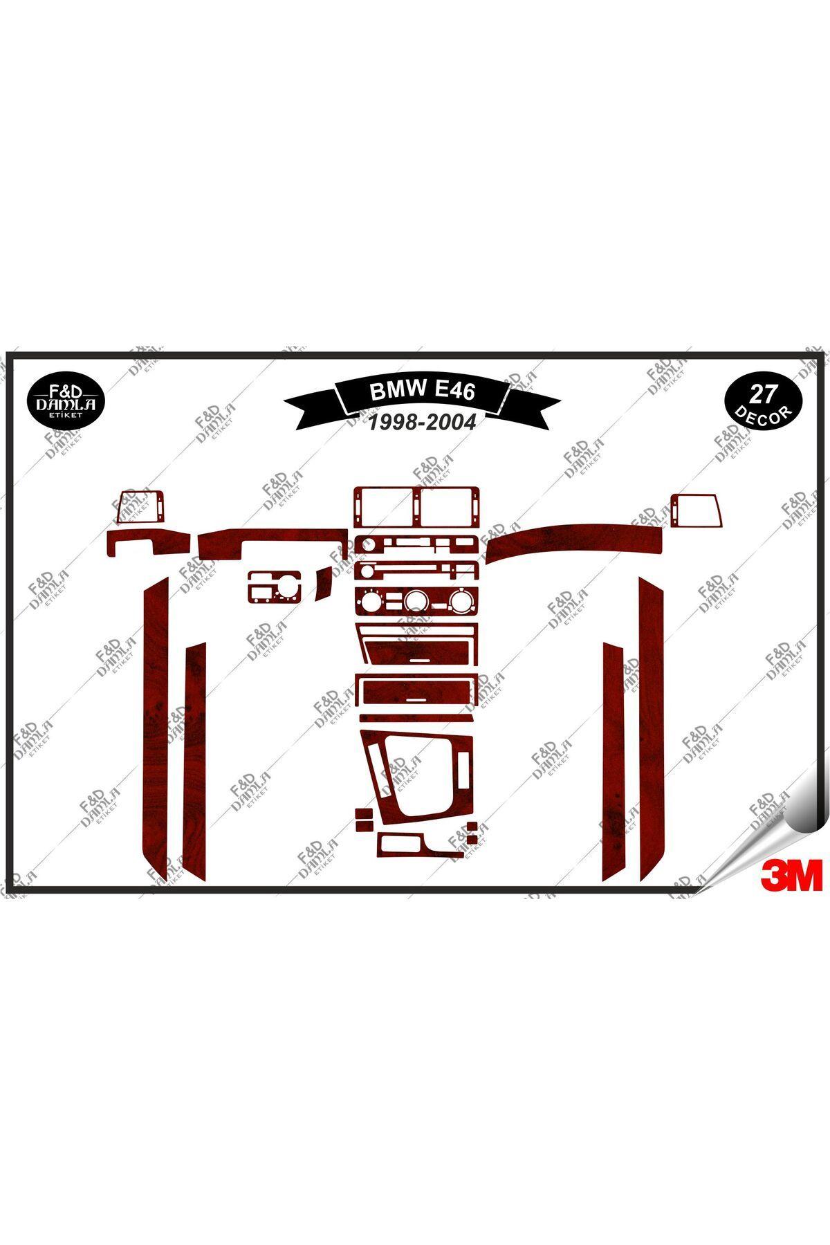

Bmw E 46 1998-2004 Torpido Konsol Trim Göğüs Maun Kaplama Set 27 Parça Maun