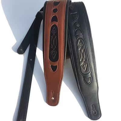 Heavy-Duty PU Leather Guitar Strap Compatible for Acoustic/Electric Guitars & Basses Music Instrument Accessory