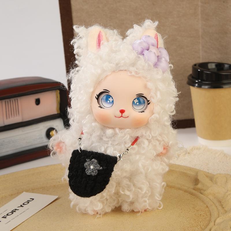 Cute Cat Plush Doll Keychain Kawaii Vinyl Face Bag Charm Soft Stuffed Backpack Pendant Collectible Gift For Girls Women