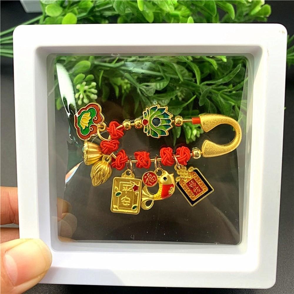 Clouds Peace Lock Red Lucky Brooch Pin Ancient Method Gold Alloy Pin  Jewelry Accessories