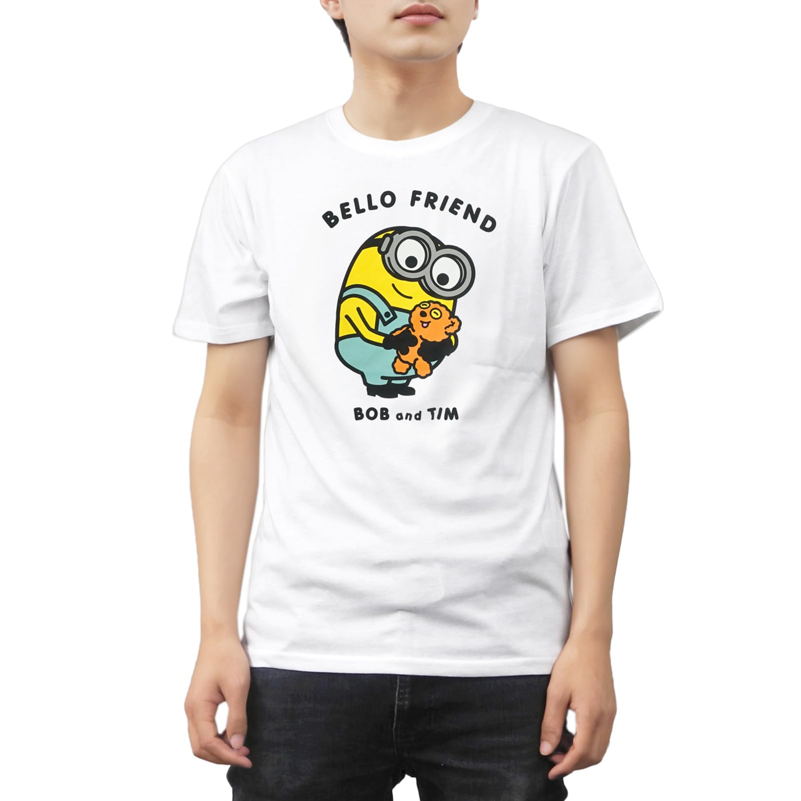 

Fineplus Minions BELLO FRIEND Футболка с принтом Боба и Тима белый