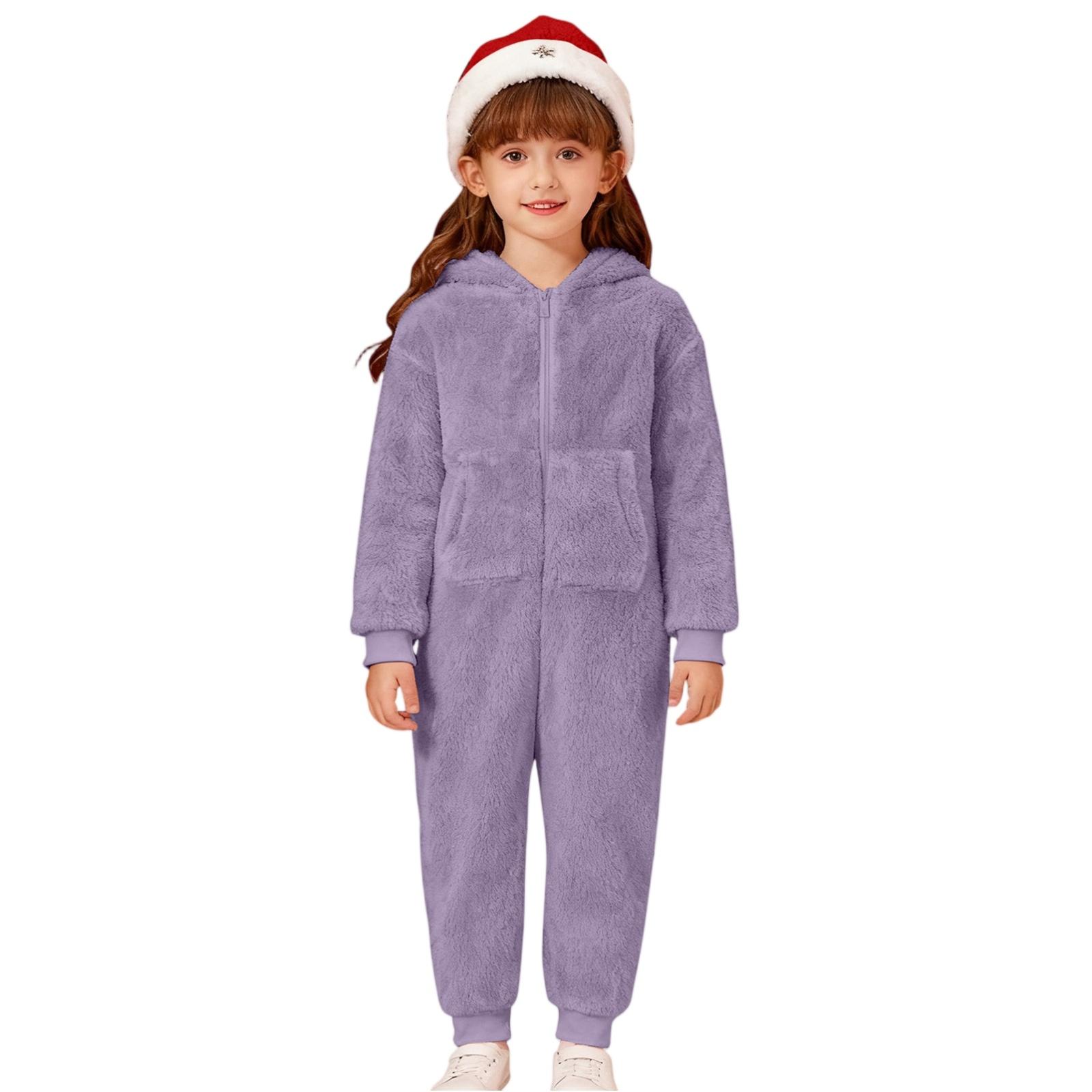 

Chirdren s Solid Color Thickened Jumpsuits For Boys And Girls 8Y