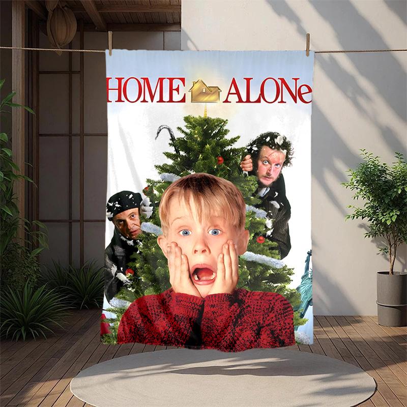 Home Alone Flannel Blanket Soft Warm All-Season Throw, Design for Camping, Car Travel, Hiking Sofa, Bed, Office Perfect Gift for Parties