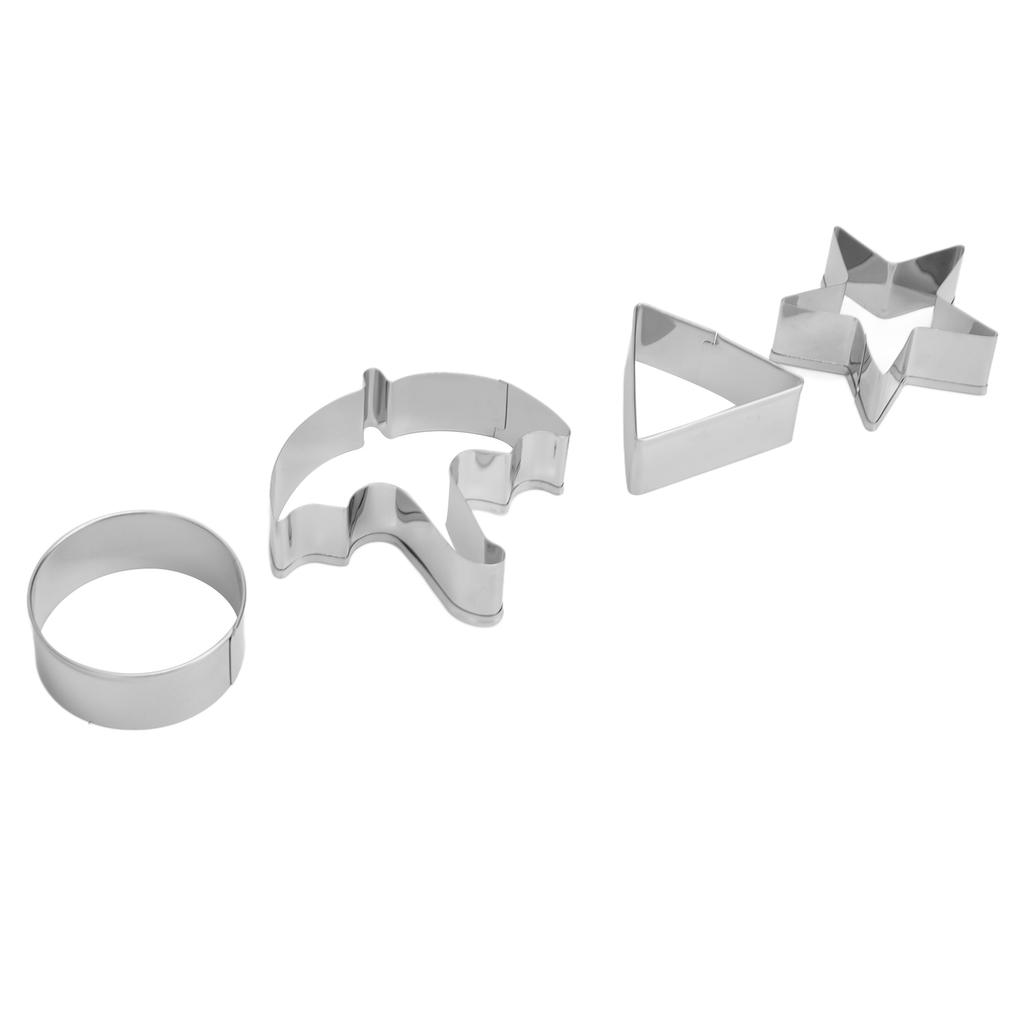 5Pcs Set Sugar Candy Pie Mold Cutter Stainless Steel Cookies Chocolate Mold for Games Entertainment Silver