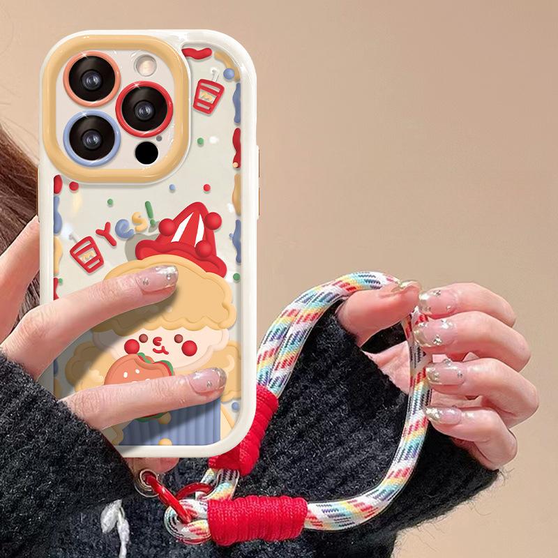 Applicable To Apple 15 Mobile Phone Case IPhone 14 Promax Dopamine Girl Lanyard 13/12 Silicone Transparent Xs