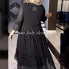 Spring/Summer 2024 V-Neck Polka Dot Loose Black Dress for Middle-Aged Women