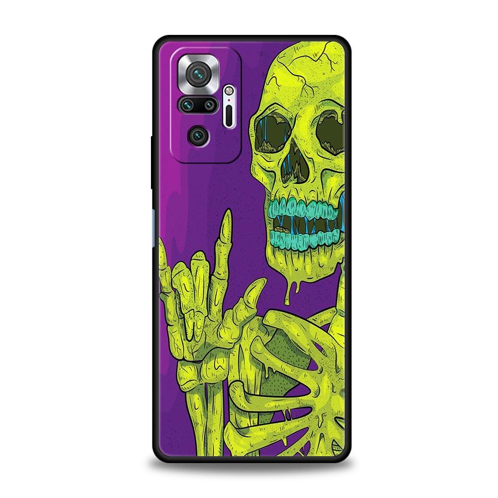 

Skeleton Skull Phone Case For Xiaomi Redmi Note 14 13 5G 10 11 12 Pro Plus 4G 14C 13C 12C 10C Black Cover Redmi 10C