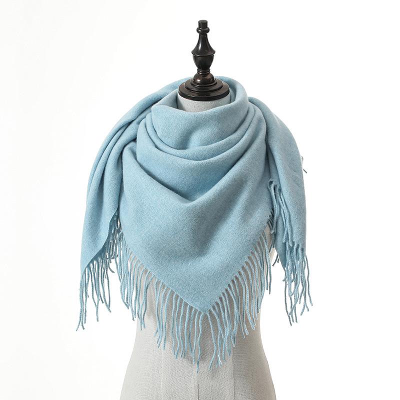 New Solid Color Wool Square Scarf Women's Imitation Cashmere Autumn and Winter Warm Scarf Cashmere Shawl