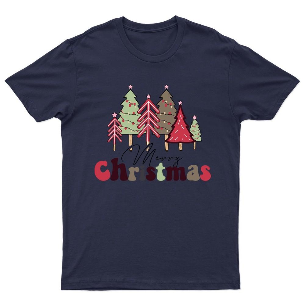 Merry Christmas Trees Christmas TShirt Unisex Gift Retro Seasonal Funny Xmas