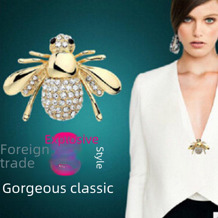 European & American Cute Animal Diamond Bee Brooch – Creative New Accessory