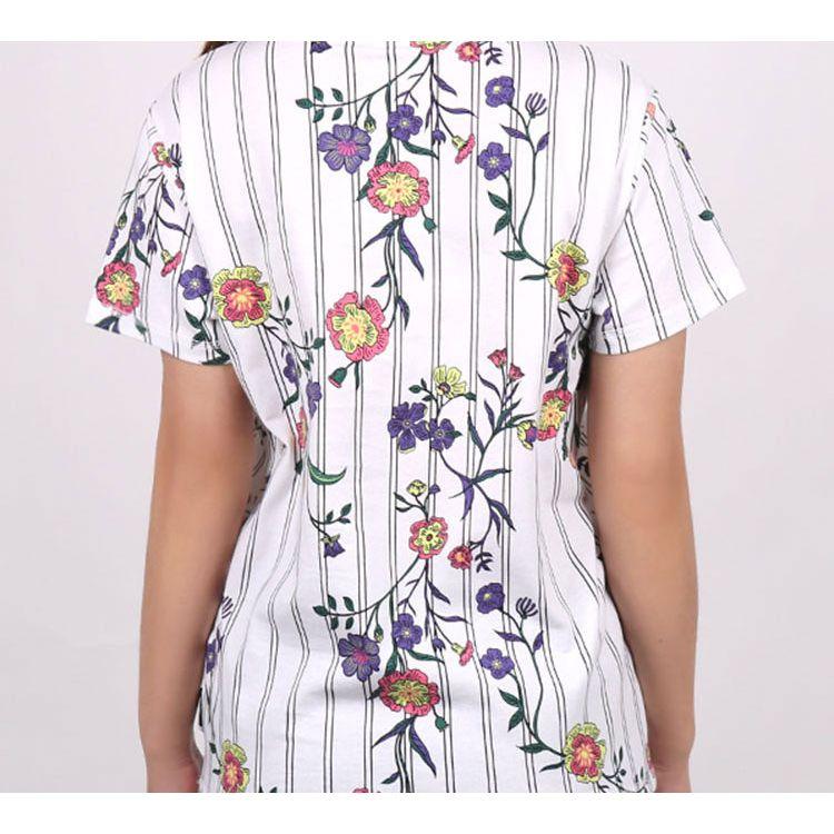 Puma Floral Logo Round Neck Short Sleeve T-Shirt Women Tops White 597470-02