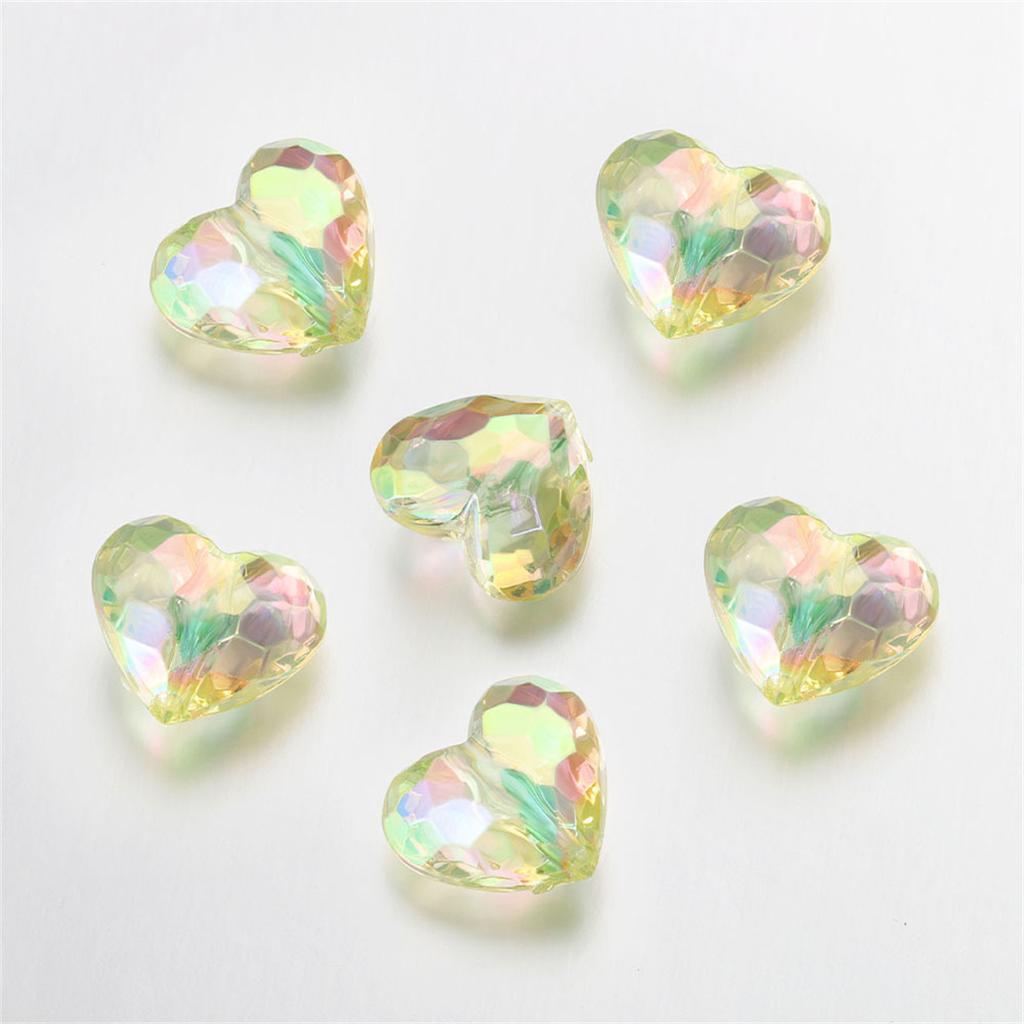 TX27 20pes Aerylic Heart Beads Tranaparent Loose Spacer Beads DIY JewelryMaking Pendants Neaklace Bracclet Needlework Material